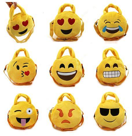 New arrived Emoji Plush Bags Cartoon kids coin bag 19cm Cute Emoji Children handbags Round emoji Snack bags Xmas gift