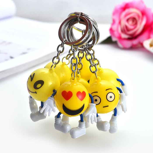 Funny Cartoon Emoji Keys Chain New Cute Yellow Smiling Face Key Buckle Knapsack Pendant Many Styles F201