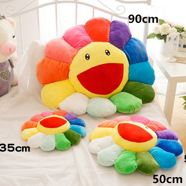 Cute Murakami Takashi Sunflower Plush Cushion Toy Soft Pillow Sofa Doll 35CM 50CM large size