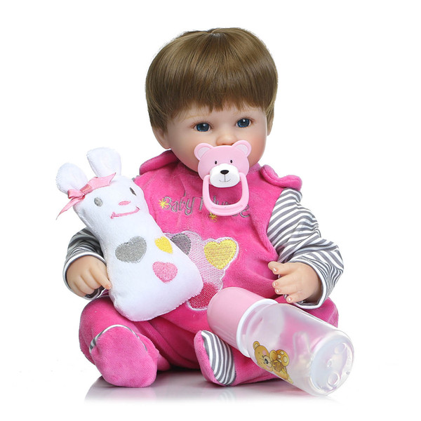 Ins 42cm Cute soft silicone Simulated infant lifelike rebirth baby childrens Silicone doll toys H164