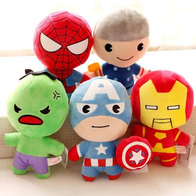 12cm Q Version of the Avengers Hero Plush Doll American Captain Iroman Hulk Spiderman Doll Toy for Children Wholesale