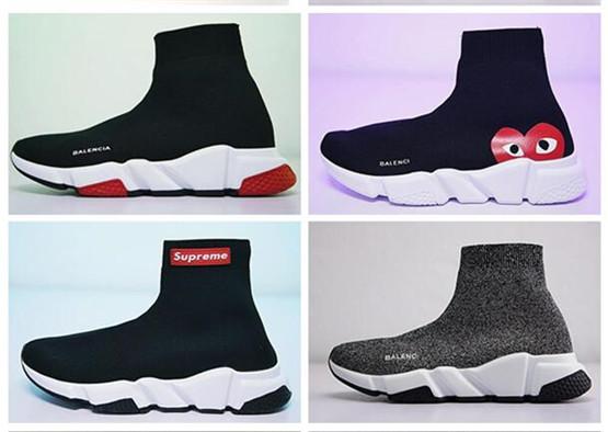 2019 paris Sock Shoes Casual Shoe Speed Trainer High Quality Sneakers Speed Trainer Sock Race Runners black Shoes and women White Shoe