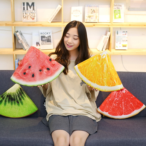 Lifelike Half Quarter Fruits Plush Pillow Orange Grapefruit Watermelon Kiwi Decor Summer Fruits Chair Seat Cushion Throw Pillow
