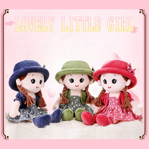 Lovely Little Girls Sleeping Plush Dolls Holiday Gifts Children Plush Toys Kids Soft Figure Doll with Detachable Hat Dress