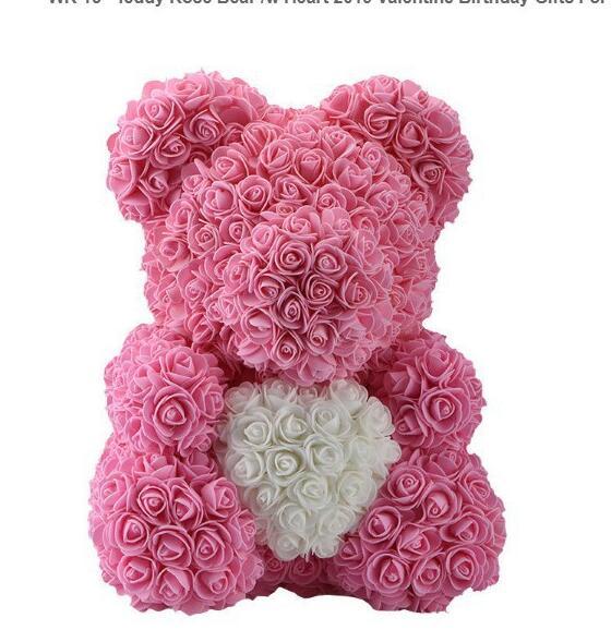 Hot Valentines Day Gift 25cm Red Rose Teddy Bear Rose Flower Artificial Decoration Christmas Gifts Women Gift jouets pour enfants BY1501