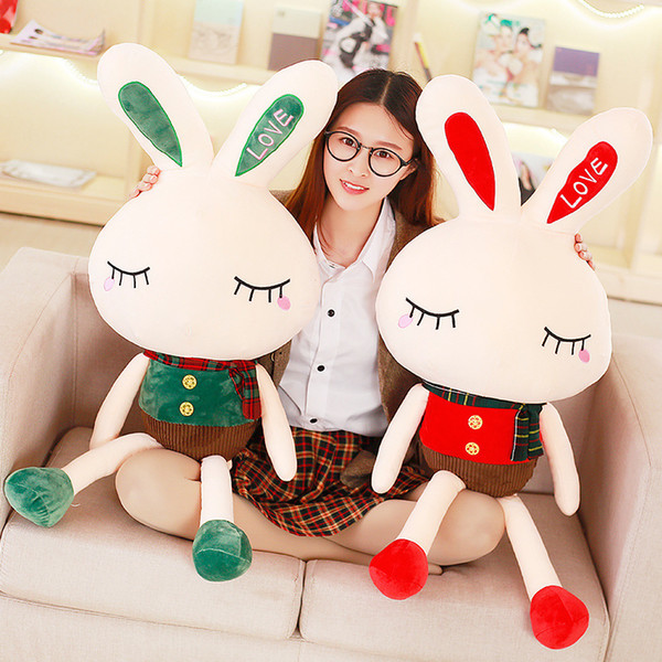 Lovely Short Lint Rabbit Cloth Doll A Doll Rogue Lattice Cony Toys Doll Rabbit Pillow Gift Gift