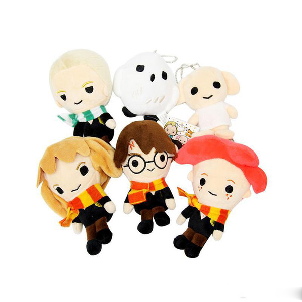 14CM(5.5inch) Harry Potter Stuffed plush dolls toys 2018 New Ron Malfoy Hermione Dobby Hedwig Keychains Pendants Soft Gifts Plush Toys