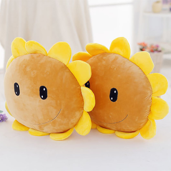 Plush Cute Cartoon Helianthus Annuus Sunflower Cushion Stuffed Toy Real Life Soft Flower Pillow Kids Toys Christmas Gift QB186