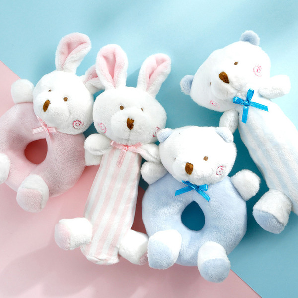 2Pcs/Set Developing Toys Baby Hanging Toys Baby Rabbit Bear Rattles Plush Toys Crib Ring Bed Bell Playing Toy Kids Gift Soft Doll