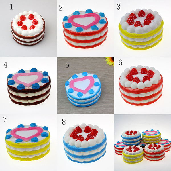 New 8 styles Strawberry cake PU toys 12*7.5CM Squishy Slow rebound Simulation cake toys C2359