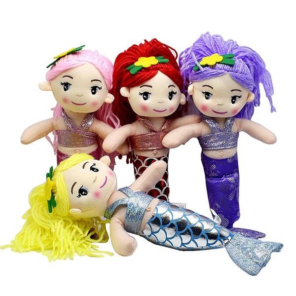 Lovely Girls Mermaid princess dolls 30cm 4 colors sweet rag doll with braids kids party gifts sales promotion toys