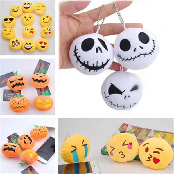 New Halloween Mini Pumpkin plush Toys schoolbag plush Pendant Emoji plush Pendant festival hang decorations IA625