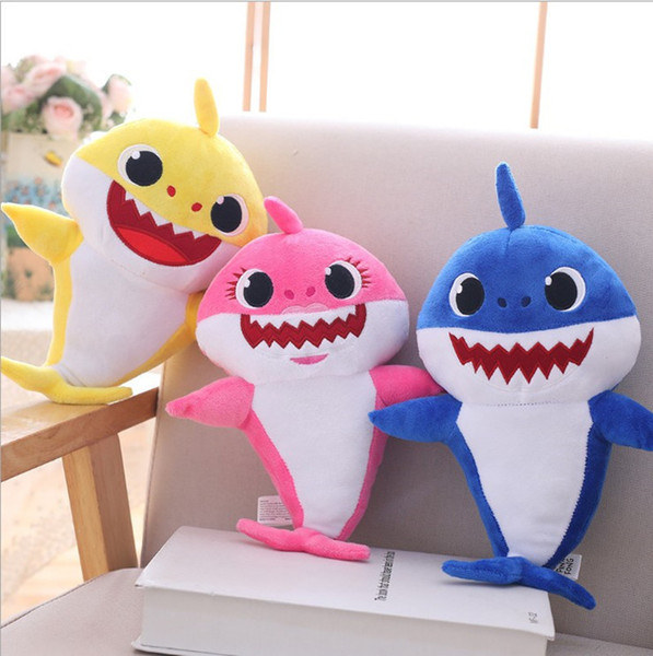 LED 32cm light up Baby Shark Plush Toys with Music sing the English song Cartoon Stuffed Lovely Animal Soft Dolls music Shark Toy