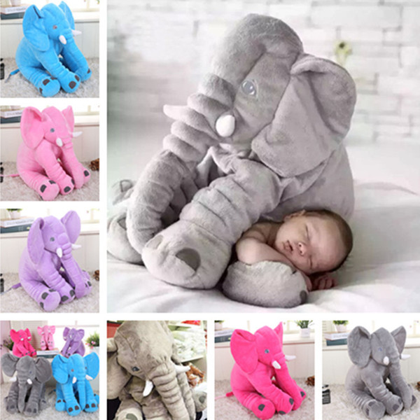 5 color LJJK277 elephant pillow baby doll children sleep pillow birthday gift INS Lumbar Pillow Long Nose Elephant Doll Soft Plush IB253