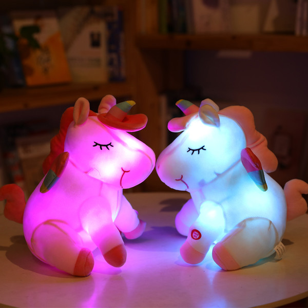 25cm LED Plush Light Up Toys Unicorn Stuffed Animals Plush Toys Cute Pony Horse Toy Soft Doll Kids Toys Christmas Birthday Gifts