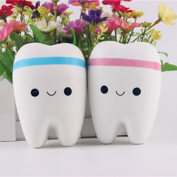 Squishy Novelty Squishy tooth Slow rebound 11cm Soft Squeeze Cute Cell Phone Pendant children toys With key ring XT