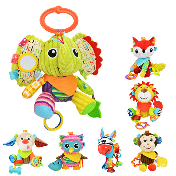 7 Styles Infant Animal Plush Toys Bed Pendant Doll Baby Sounding Teether Toy Stroller Appease for Newborn