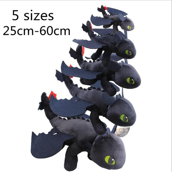 25-60cm Toothless Night Fury Plush Toys How to Train Your Dragon Plush Toys Toothless Night Fury Stuffed Animal Plush Doll Toys for Kids