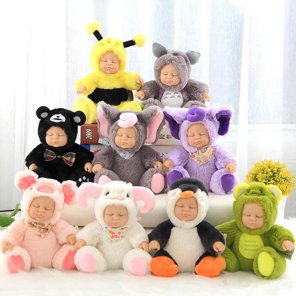 Plush Stuffed Toys Baby Doll Newborn Toy Kids Accompany Sleep Cute PVC Face Plush Animal Doll Girl Birthday Gift for Children K0238