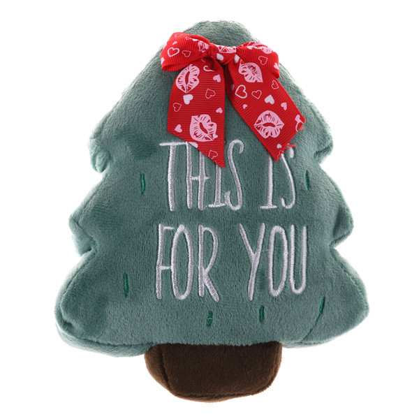 Lovely Cartoon 3D Christmas Tree Cushions 'THIS IS FOR YOU' Stuffed Plush Kids Toy Doll Present Decorative Pillows Holiday Gift