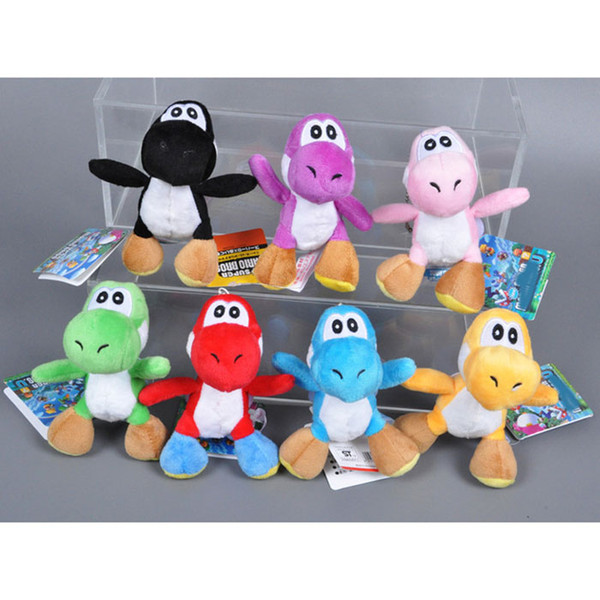 12CM Super Mario Bros Yoshi Dinosaur Dragon Colorful Plush Toy Pendants with Keychains Stuffed Dolls Christmas new year gift C351