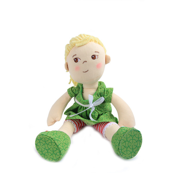 Play house role play with Baby doll Cute Pretty plush with green cloth Children Soothing companion toys Learn to dress Kids toys