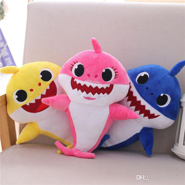 6 Colors 30cm Baby Shark Plush Toys grandpa grandma light with Music Cartoon Stuffed Lovely Animal Soft Dolls Music Shark Plush Animals