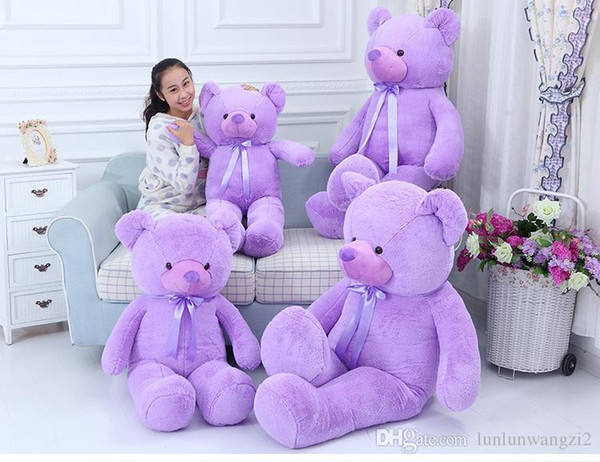 Manufacturers selling Lavender bear plush toy doll Teddy bear large pillow girls birthday gift doll 42cm/55cm/75cmcm Lavender bear plush toy
