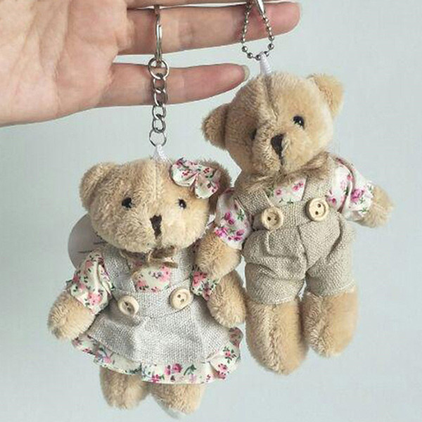 Kawaii Teddy Bear Rabbit Couples Plush Toy Stuffed Animal Soft Cloth Doll Bears Stuffed Plush Pendant Wedding Gifts Key Chain Accessories