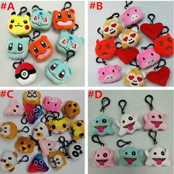 Christmas QQ Bag KeyChains Emoji Monkey Love Pig Pikachu Dog Panda Emoji Plush Keychain Stuffed Plush Doll Toy Keyring For Mobile Pendant