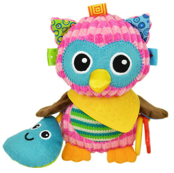 Cute Plush owl Toy Comfort Baby Infant Towel with Sound Paper and Teether Soft Stuffed Toys Playmate Doll