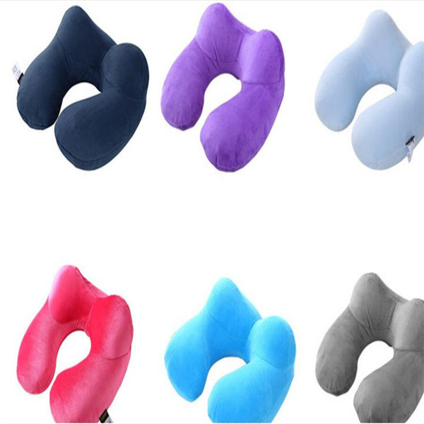 2017 New soft deft design inflatable U pillow Outdoor sleeping pillow for travel Portable cervical vertebra pillow