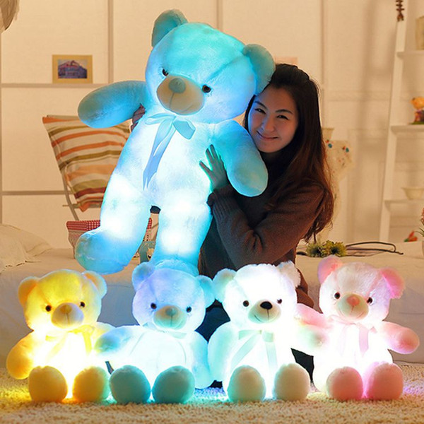 wholesales 30cm 50cm Colorful Glowing Teddy Bear Luminous Plush Toys Kawaii Light Up LED Teddy Bear Stuffed Doll Kids Christmas Toys