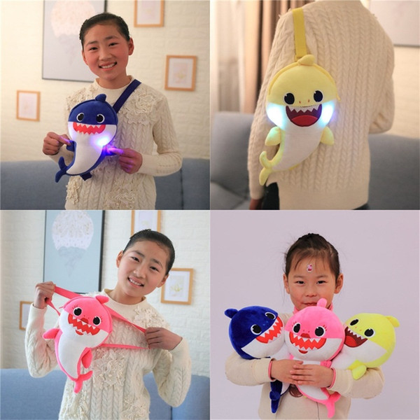 Baby Shark Plush Toy Lighted Luminous Bag For Children Lovely Stuffed Doll 3 Colors Boy And Girl 32md D1