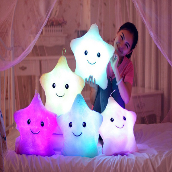 Colorful luminous stars pillow cushion plush shiny toy doll birthday gift children adult toy gift hot sale