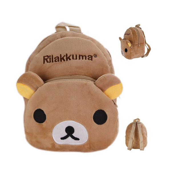 Baby cartoon mini Rilakkuma brown bearplush backpack wholesale Satchel plush backpack child shoulder bag toy plush backpack for baby