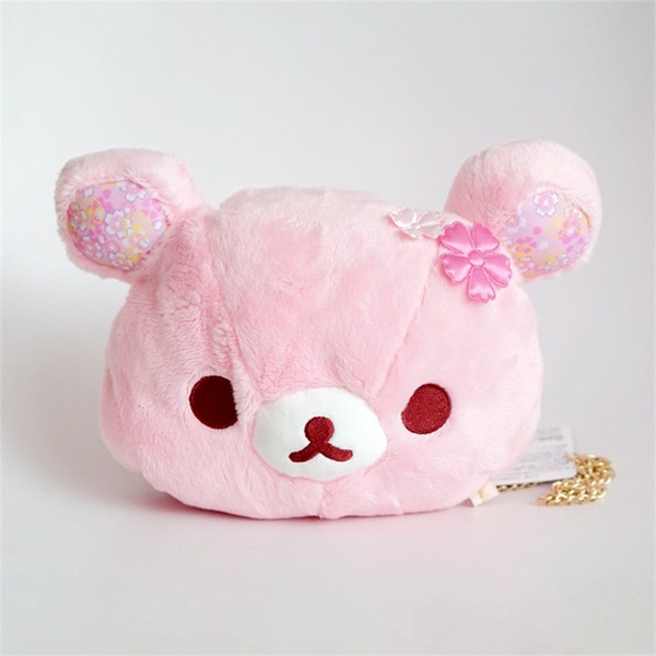 Rilakkuma Shoulder Bag Plush Toy Chain Satchel Bear Head Type Soft Stuffed Animals Baby Cute Sakura 21ms F1