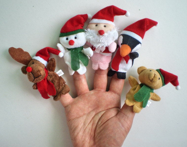 10Pcs/lot Christmas Baby Plush Toys Cartoon Happy Family Fun Animal Finger Hand Puppet Kids Learning & Education Toys Gifts