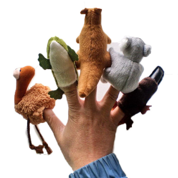 2016 New 5pcs/set Australian Animal Finger Puppets,Talking Props Baby Learning Plush Toy