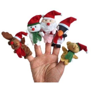 5pcs/lot Christmas Finger Puppets Plush Toys Cartoon Santa Claus Snowman Hand Puppet Christmas Deer Stuffed Animals CCA8134 100lot