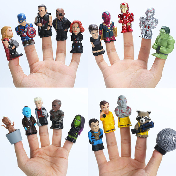 The Avengers Funny Mini Action Figure Toy Iron Man Hulk Captain America Thor Avengers Finger Hand Puppet For Kids Gift PVC Toys