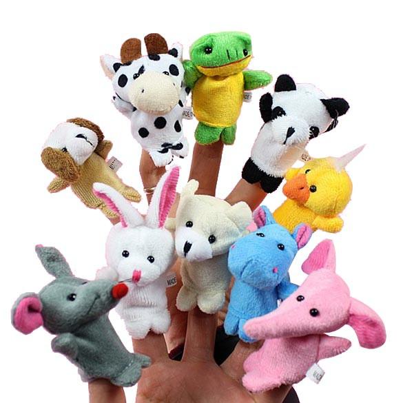 10pcs/set Hot sale Cartoon Animal Finger Puppet Plush Toys Children Favor Dolls