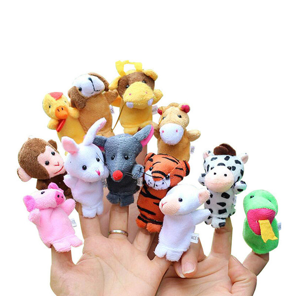 Chinese Zodiac 12pcs/lot Animals Cartoon Biological Finger Puppet Plush Toys Baby Favor Finger Dolls B11