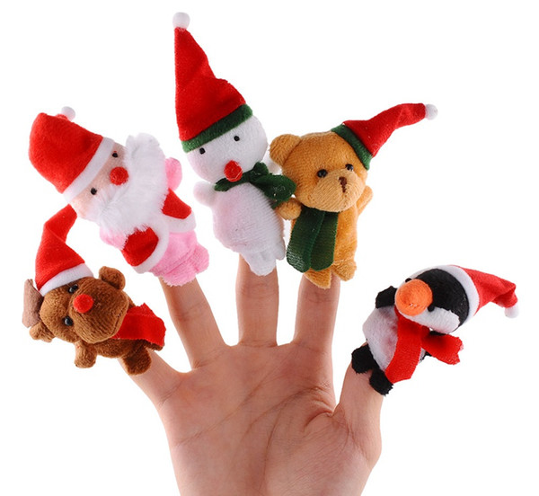 Christmas Santa Finger Puppets Cloth Doll Santa Claus Animal Toy Babies Storyteller Talking Props Infant Educational Finger Puppets