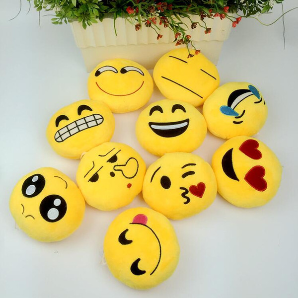 8cm kids plush toy whatsapp emoji Key Chains Emoji Smiley mini Emotion Yellow Expression Stuffed Plush Doll Toy for Mobile Pendant