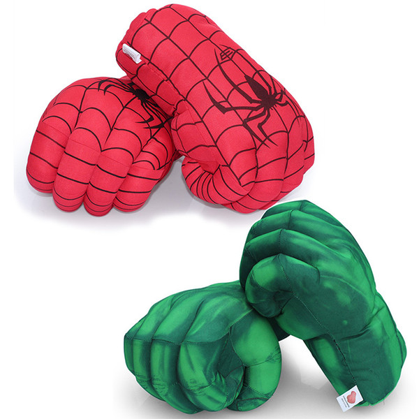 1pair 13'' 33cm Incredible Hulk Smash Hands or Spider Man Plush Gloves Performing Props Toys Free Shipping