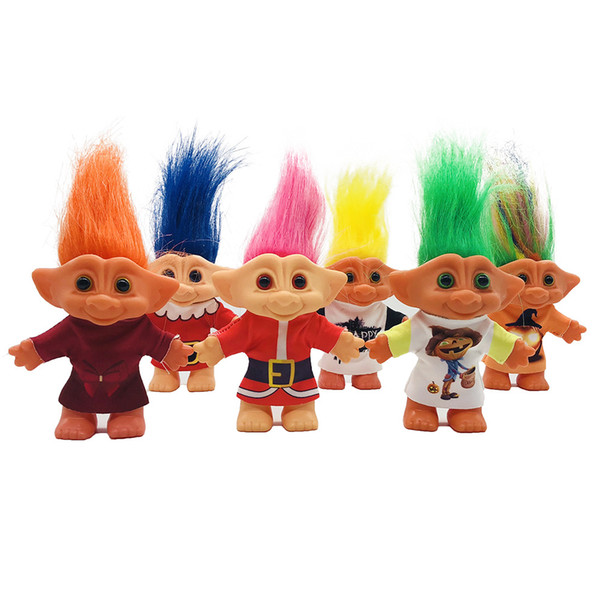 New 10cm Christmas dress troll doll Halloween nostalgic silicone toy Troll Doll ugly doll dam dolls