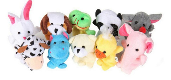 1000pcs/lot DHL Fedex EMS Cute Cartoon Biological Animal Finger Puppet Plush Toys Child Baby Favor Dolls