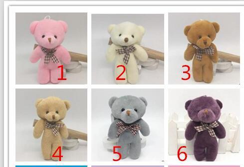 EMS 6 color 12cm Kids Plush pendant diy bow tie Bear pendant Lovers Stuffed Animals figure birthday present Bear Plush dolls gift toys