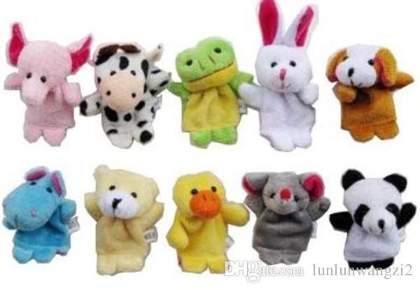 10PCS Happy Family Fun Animal cartoon designs Finger hand Puppet Baby Plush Toys Wholesale kids Toys hot selling free shipping